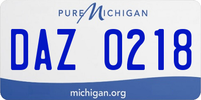 MI license plate DAZ0218