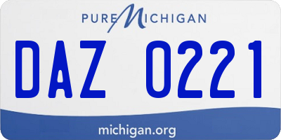 MI license plate DAZ0221