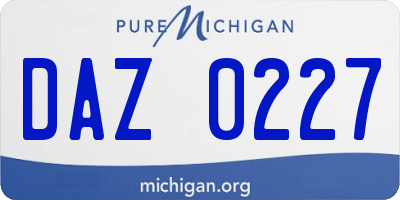 MI license plate DAZ0227