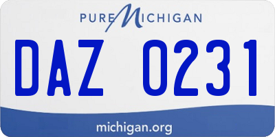 MI license plate DAZ0231