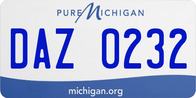 MI license plate DAZ0232