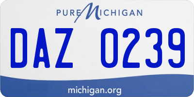 MI license plate DAZ0239