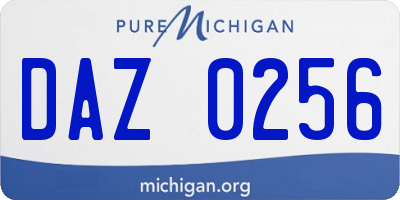 MI license plate DAZ0256