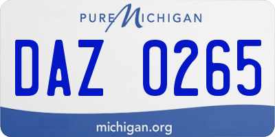 MI license plate DAZ0265