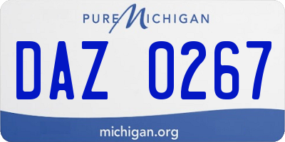 MI license plate DAZ0267