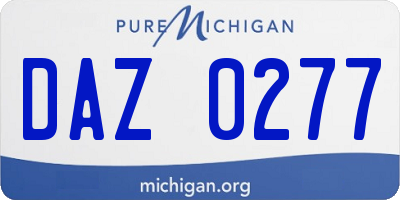 MI license plate DAZ0277