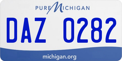 MI license plate DAZ0282