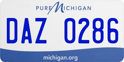 MI license plate DAZ0286