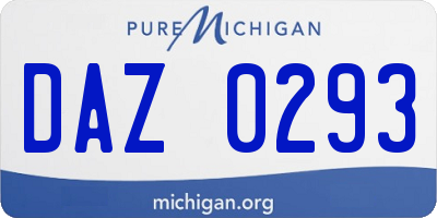 MI license plate DAZ0293