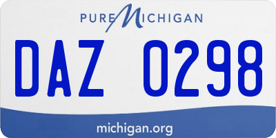 MI license plate DAZ0298