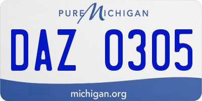 MI license plate DAZ0305
