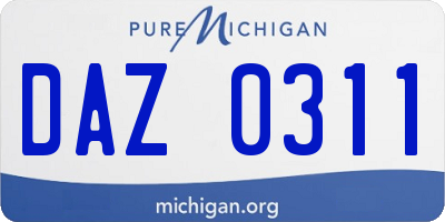 MI license plate DAZ0311