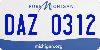 MI license plate DAZ0312