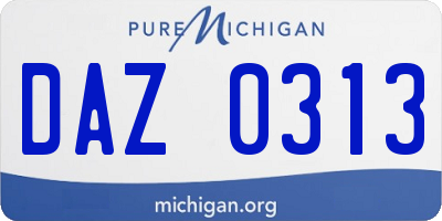 MI license plate DAZ0313