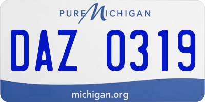 MI license plate DAZ0319