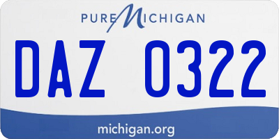 MI license plate DAZ0322