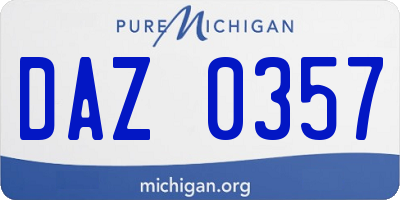 MI license plate DAZ0357