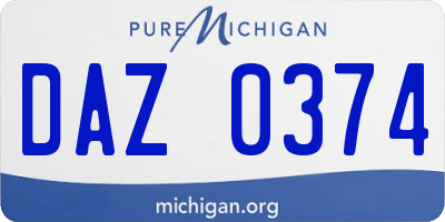 MI license plate DAZ0374