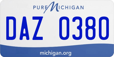MI license plate DAZ0380