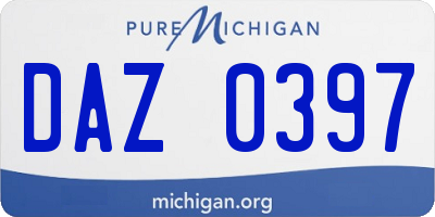 MI license plate DAZ0397