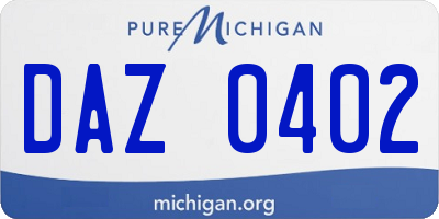 MI license plate DAZ0402