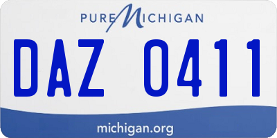 MI license plate DAZ0411