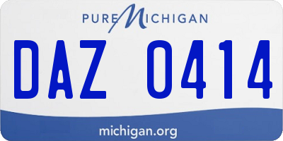 MI license plate DAZ0414