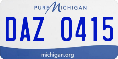 MI license plate DAZ0415