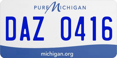 MI license plate DAZ0416