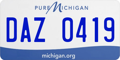 MI license plate DAZ0419