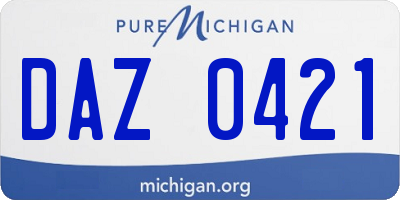 MI license plate DAZ0421