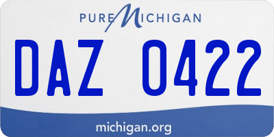 MI license plate DAZ0422