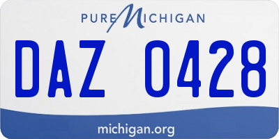 MI license plate DAZ0428