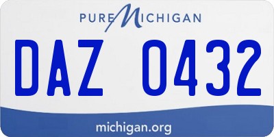 MI license plate DAZ0432