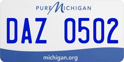 MI license plate DAZ0502