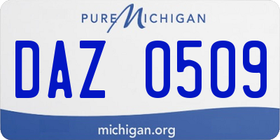 MI license plate DAZ0509