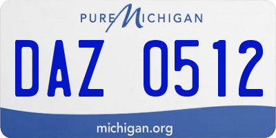 MI license plate DAZ0512