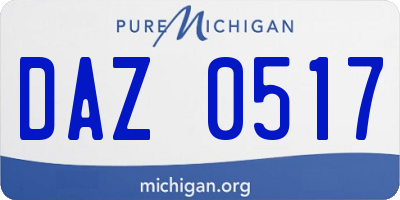 MI license plate DAZ0517
