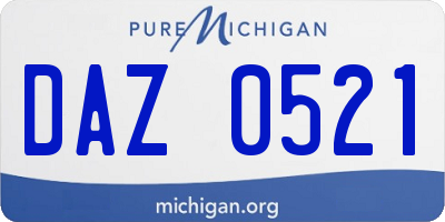 MI license plate DAZ0521