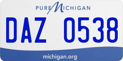 MI license plate DAZ0538