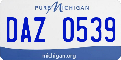 MI license plate DAZ0539