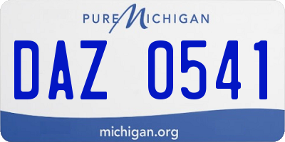 MI license plate DAZ0541