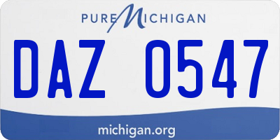MI license plate DAZ0547