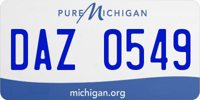 MI license plate DAZ0549