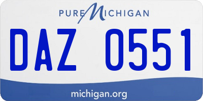 MI license plate DAZ0551