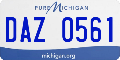MI license plate DAZ0561