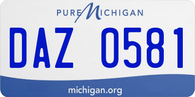 MI license plate DAZ0581