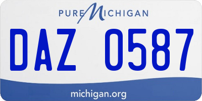MI license plate DAZ0587