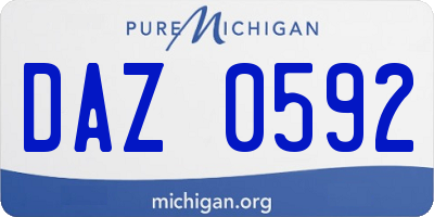 MI license plate DAZ0592