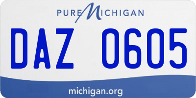 MI license plate DAZ0605